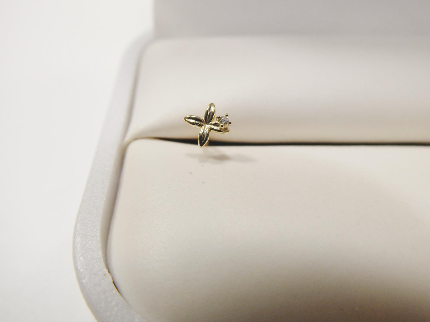 14k real solid yellow gold flower stud nose ring