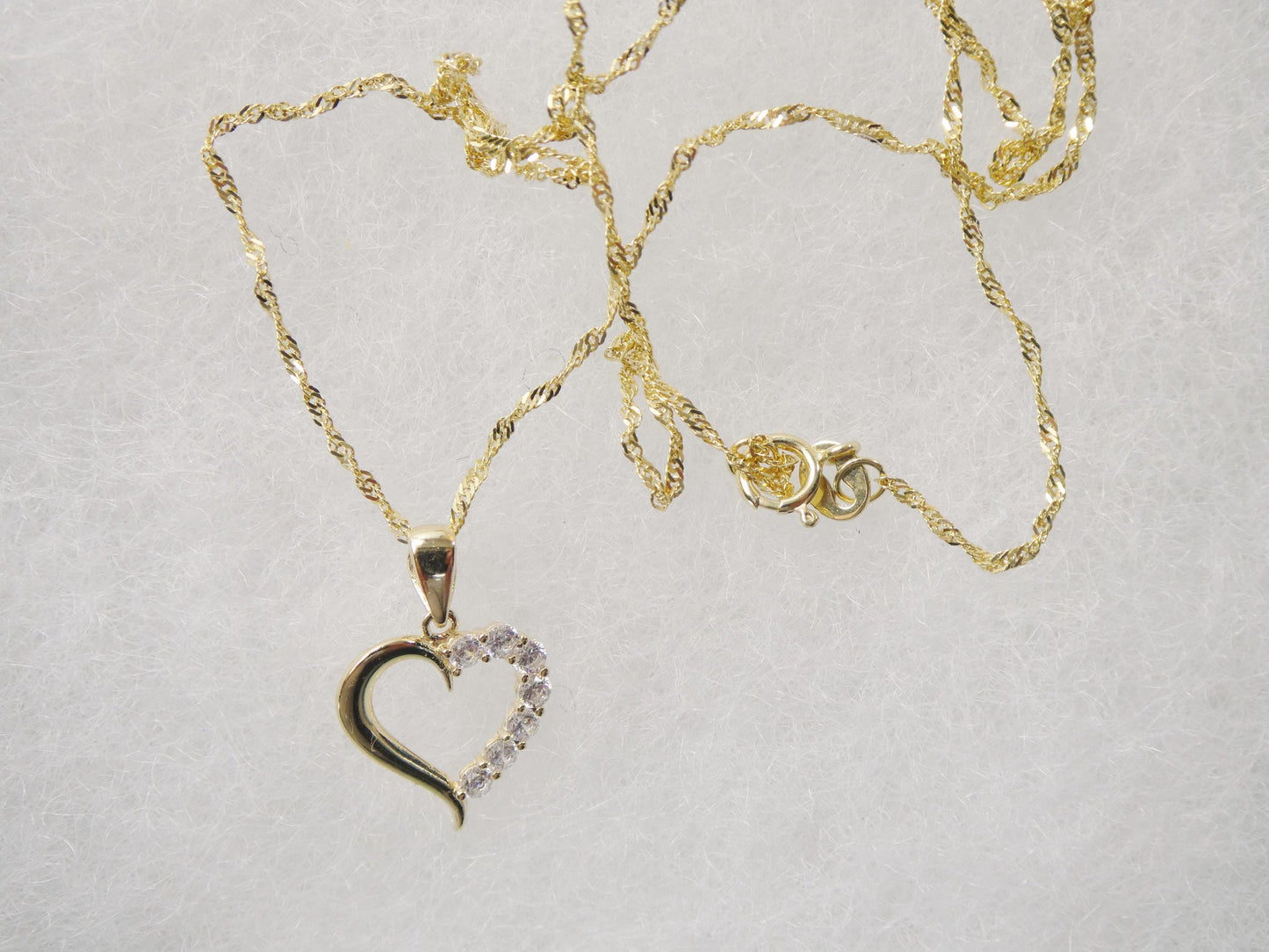 10k real solid yellow gold 16 inch chain and heart pendent set
