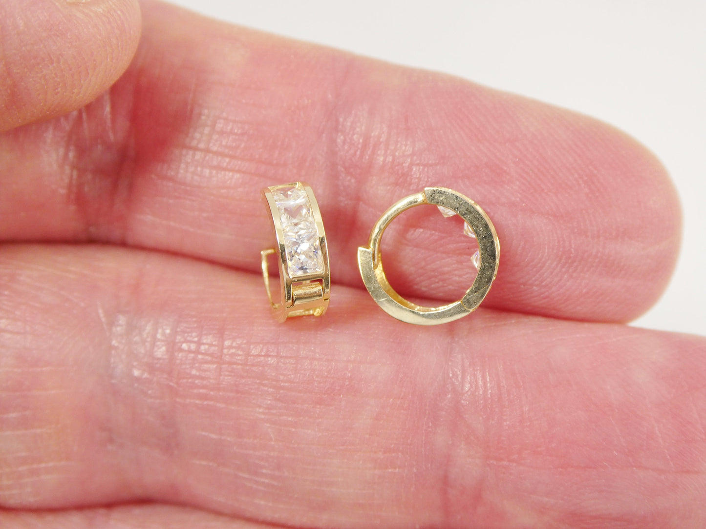 real 10k solid yellow gold small 9mm hoop huggie earrings