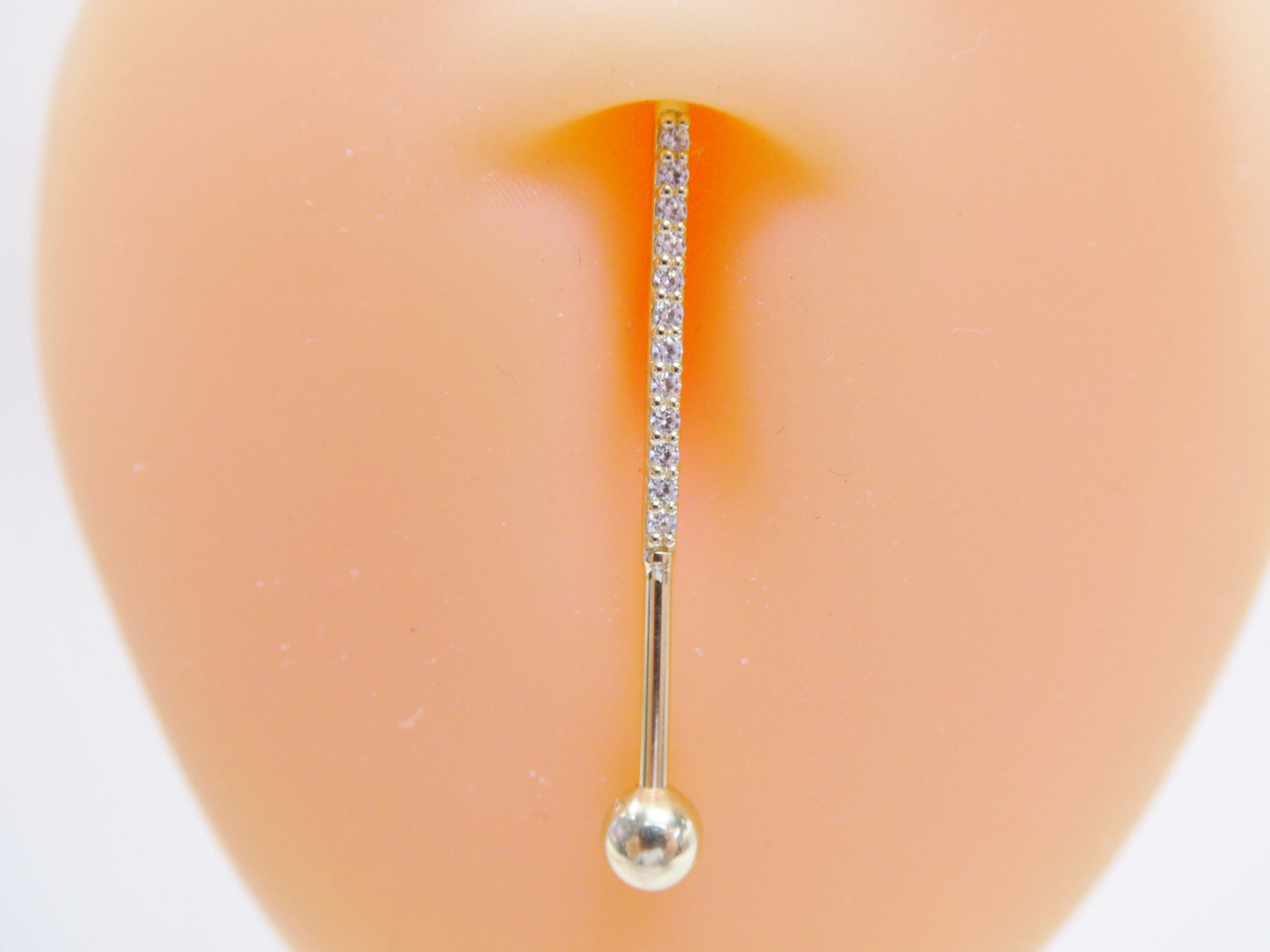 14k real solid yellow gold straight barbell belly button ring piercing