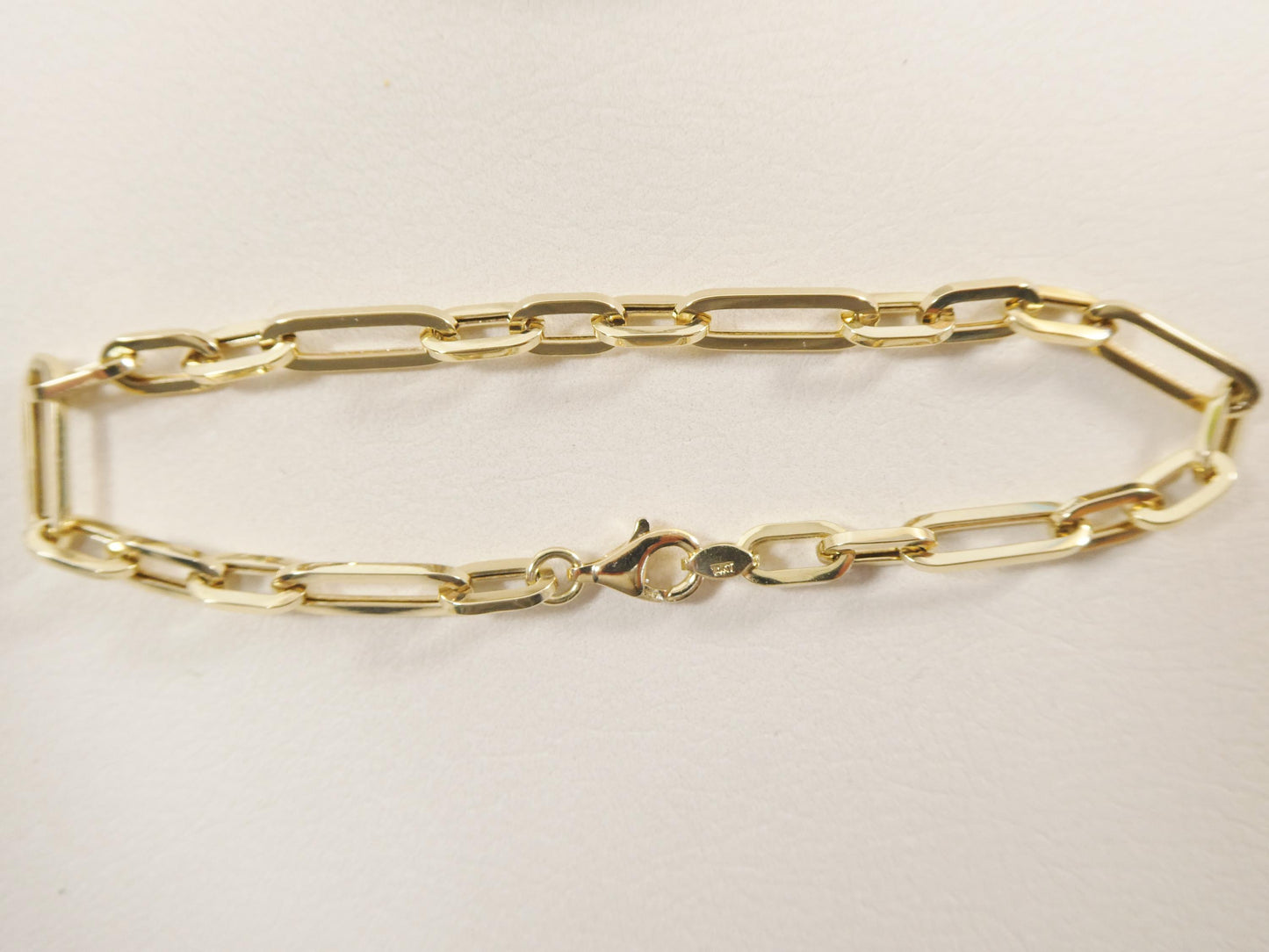 real 14k solid yellow gold design paperclip 6.5/ 7/ inch bracelet