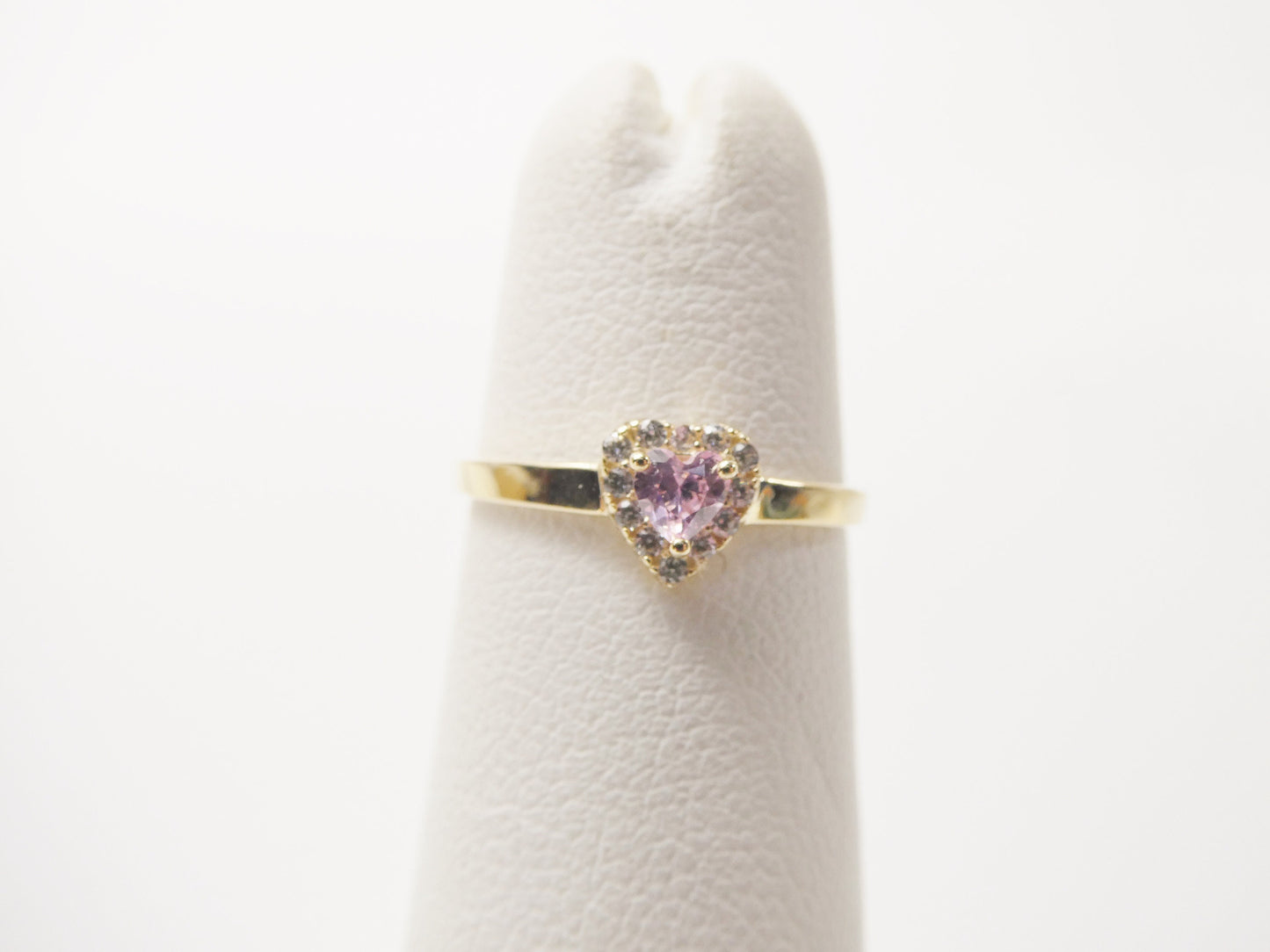 10k solid yellow gold baby children heart shaped color stone ring