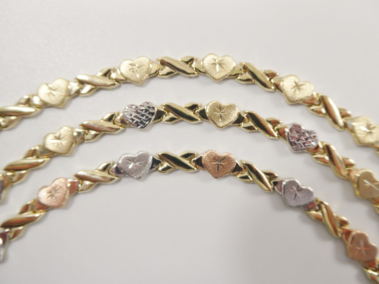10k real solid yellow gold xo heart 7 inch bracelet