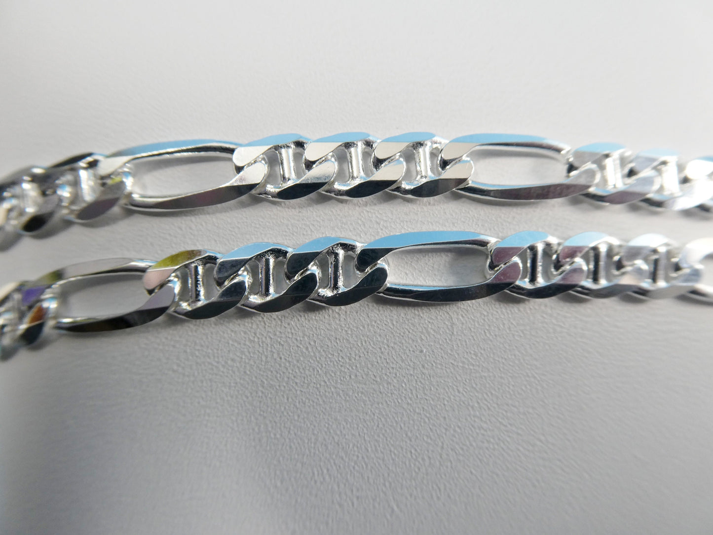 new style real 925 sterling silver 5.5MM Italian figaro / mariner solid chain lobster lock clasp