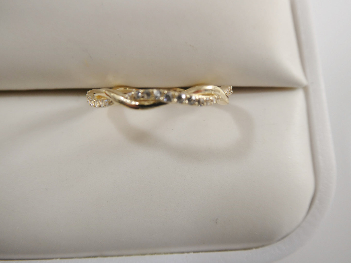 real 14k solid yellow gold women's classic micro pave setting pinky ring
