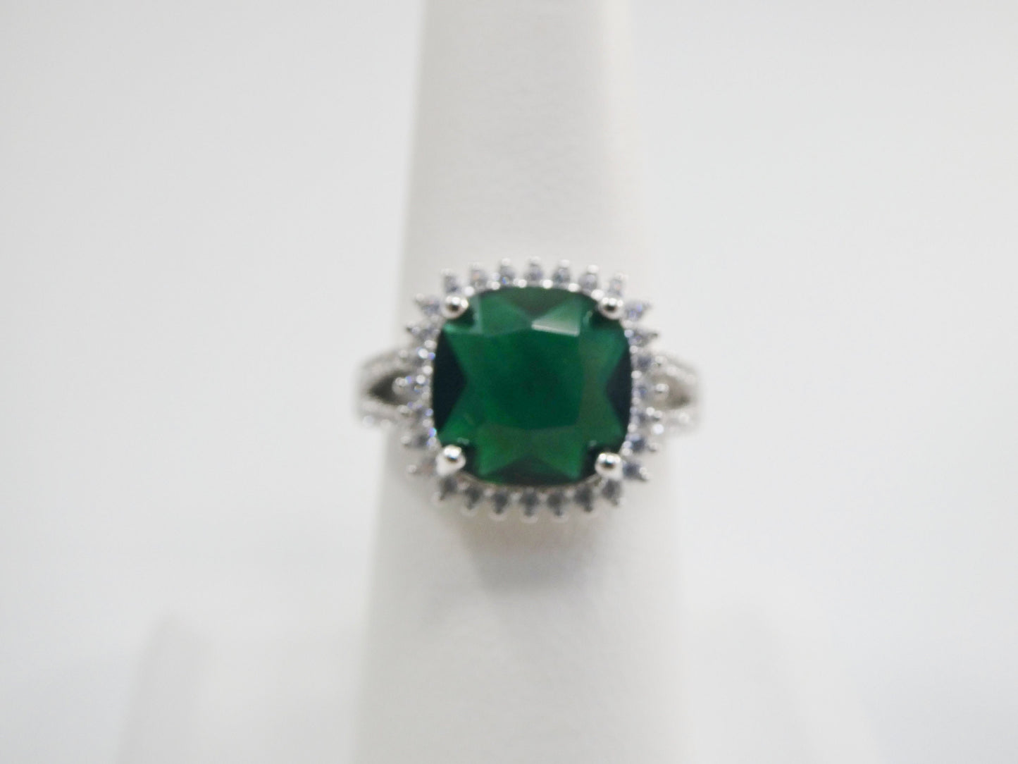 real 925 sterling silver may emerald color stone ladies ring