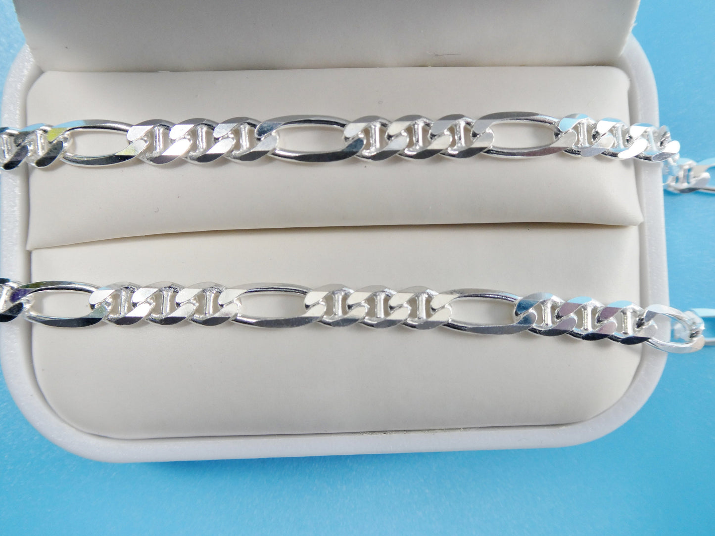 Sterling Silver Italian Figaro Chain - 4.6mm Solid Mariner Link
