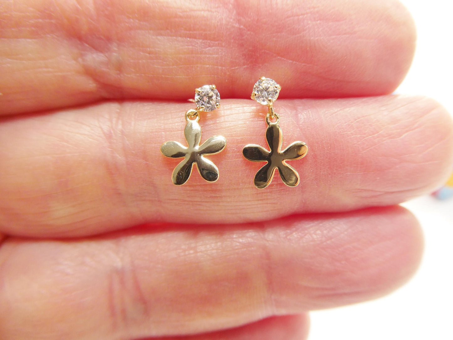 real 10k solid yellow gold design push post earrings