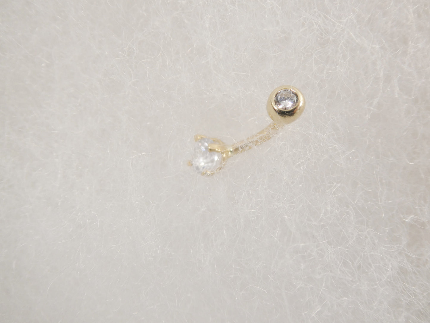14k real solid yellow gold 5mm stone dangling belly button ring piercing