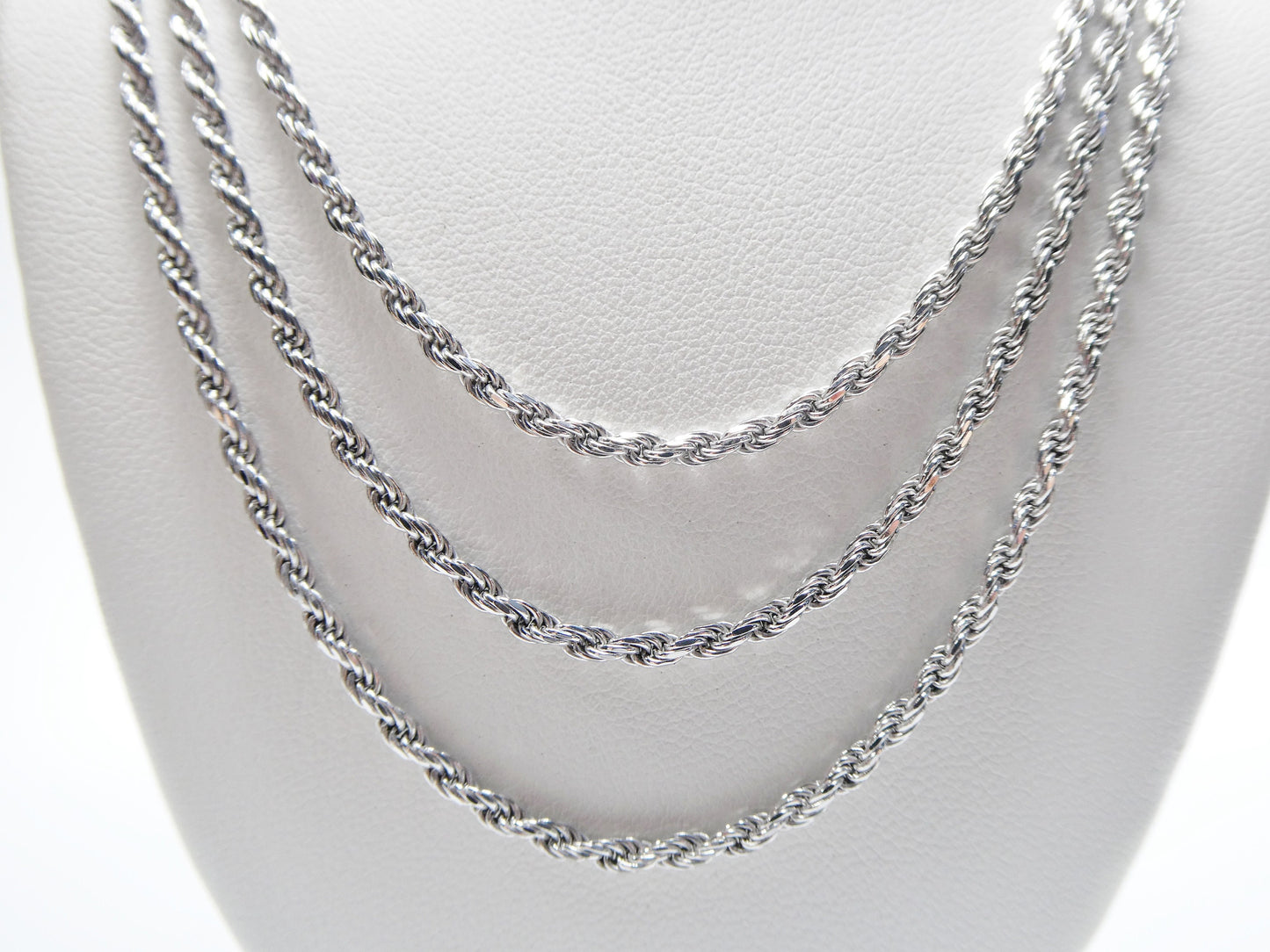 real 925 sterling silver 2.2MM rope chain 14k white gold finish gold finish