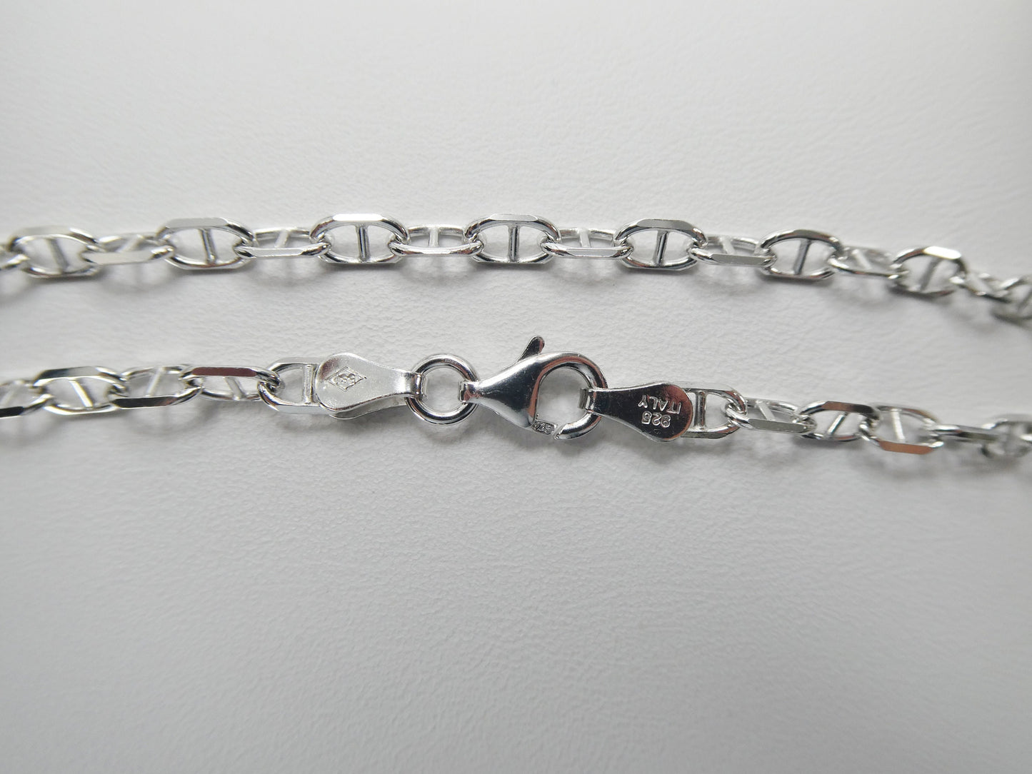 Real 925 sterling silver 10 inch mariner anklet 14k white gold finish
