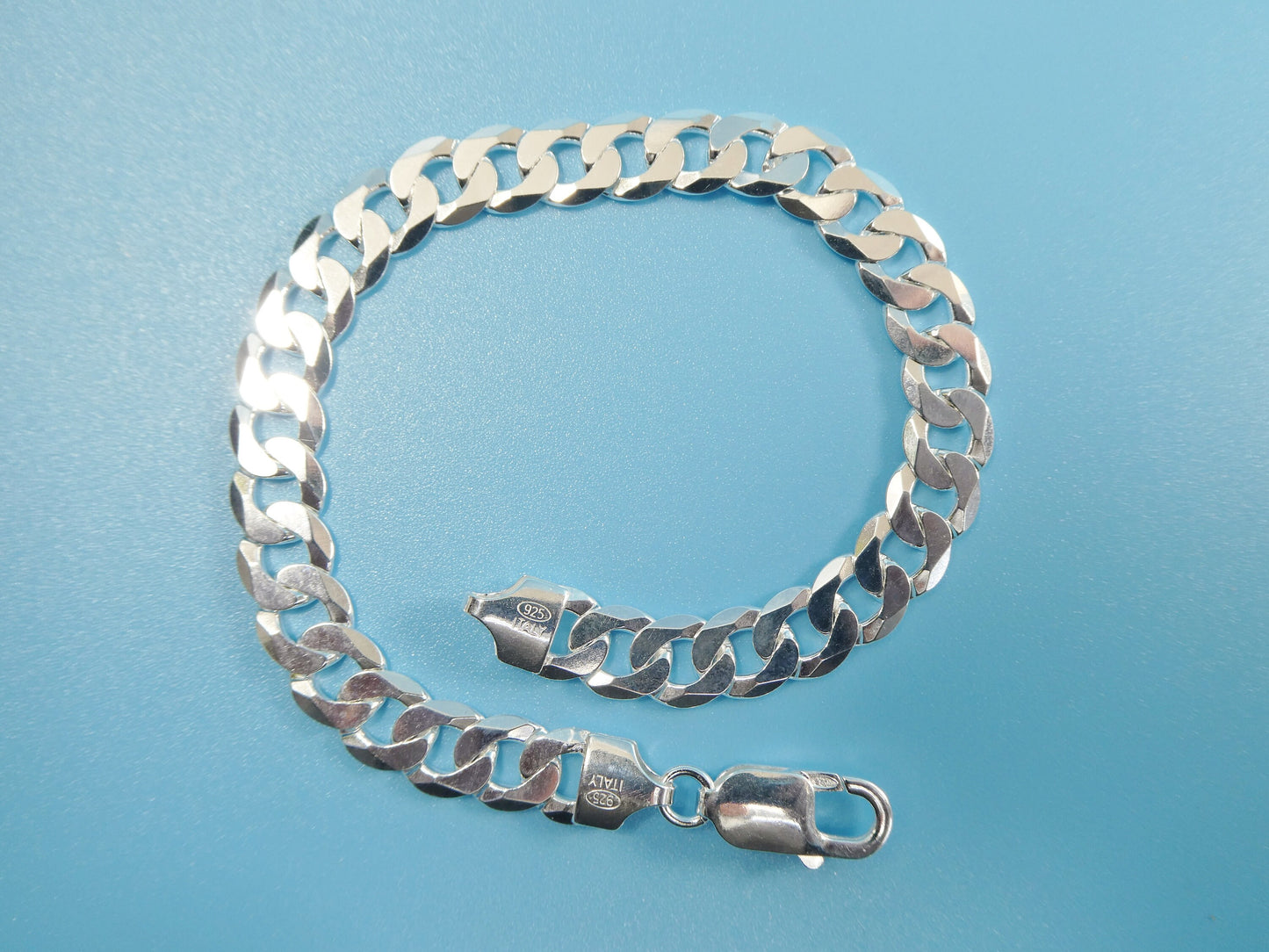 real 925 sterling silver 7.6MM Italian solid chain lobster lock clasp