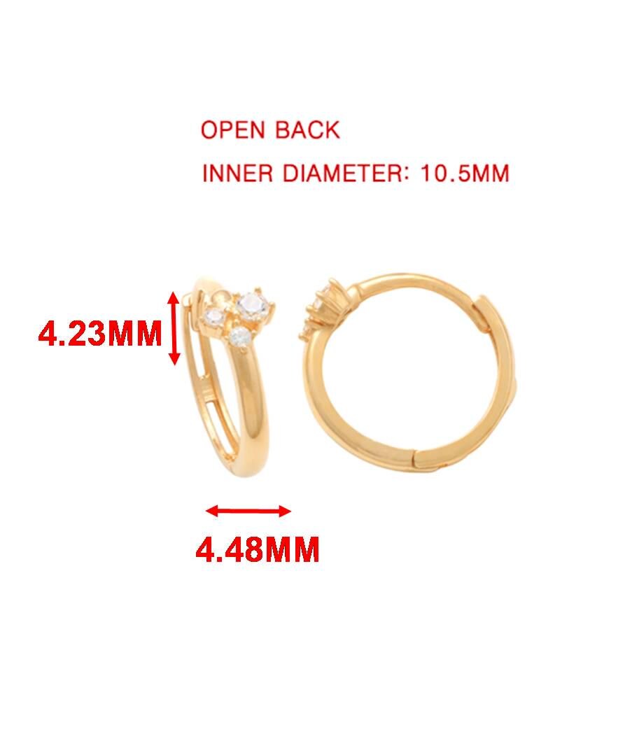 real 10k solid yellow gold designer hoop huggie earrings