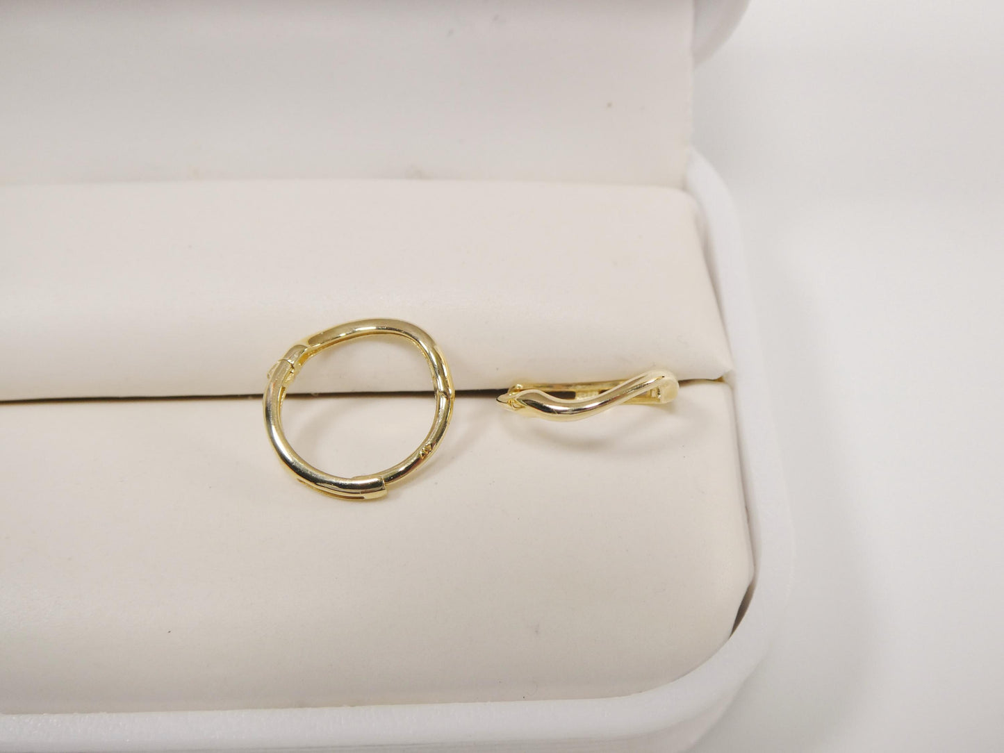 real 10k solid yellow gold designer hoop huggie earrings
