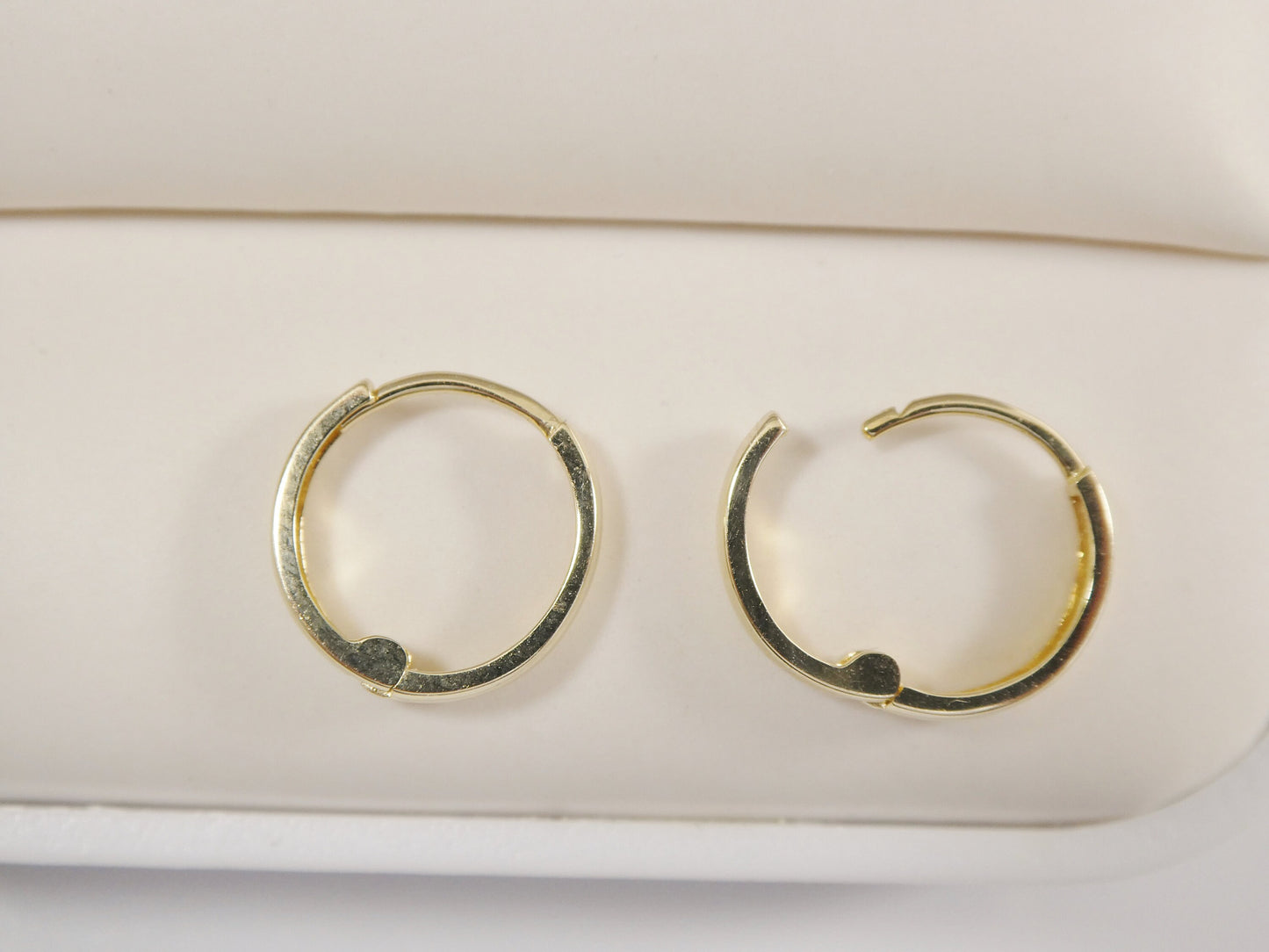real 10k solid yellow gold 12mm high polish plain hoop huggie earrings