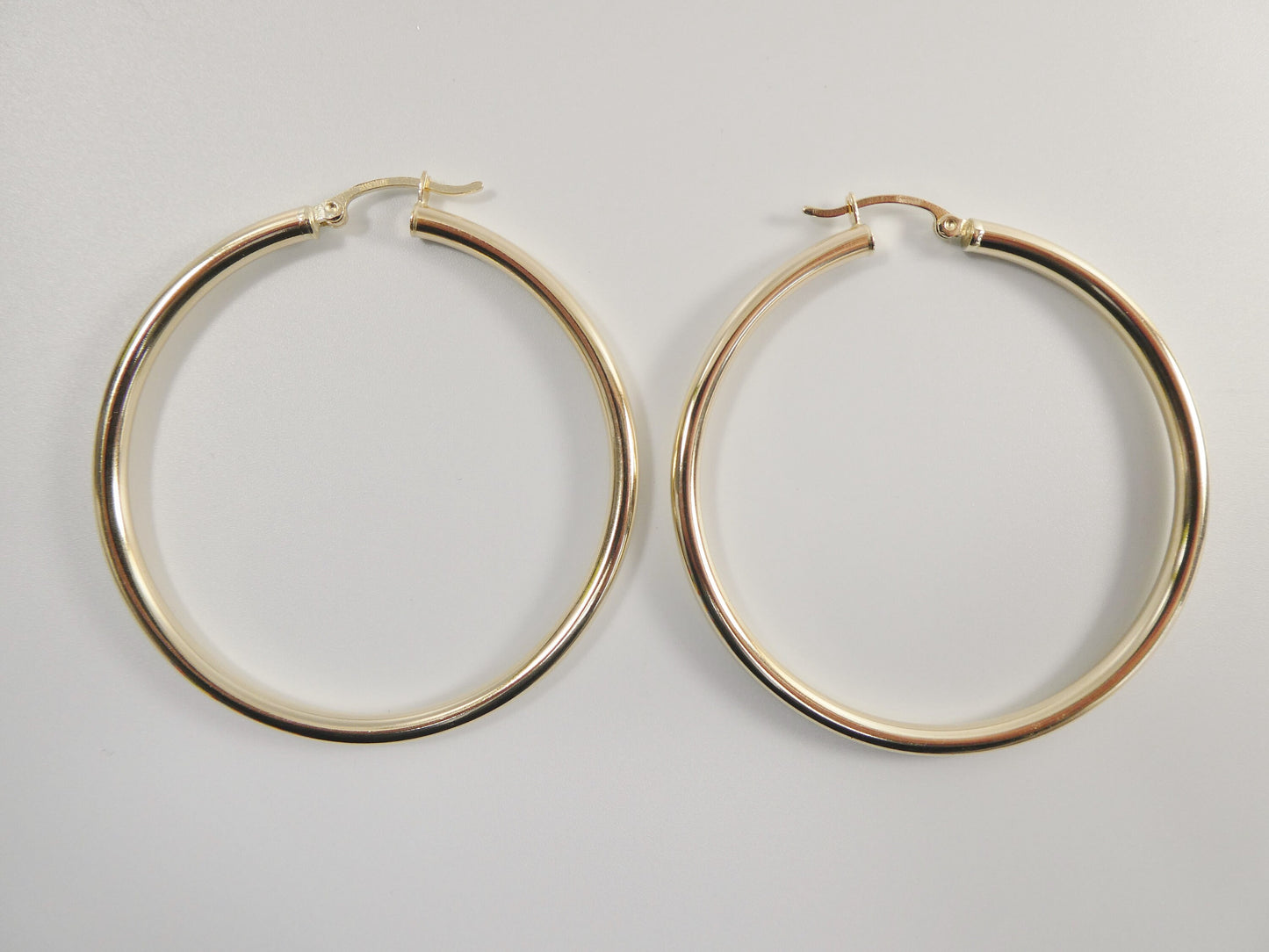 real 10k solid yellow gold plain high polish 50mm hoop huggie earrings