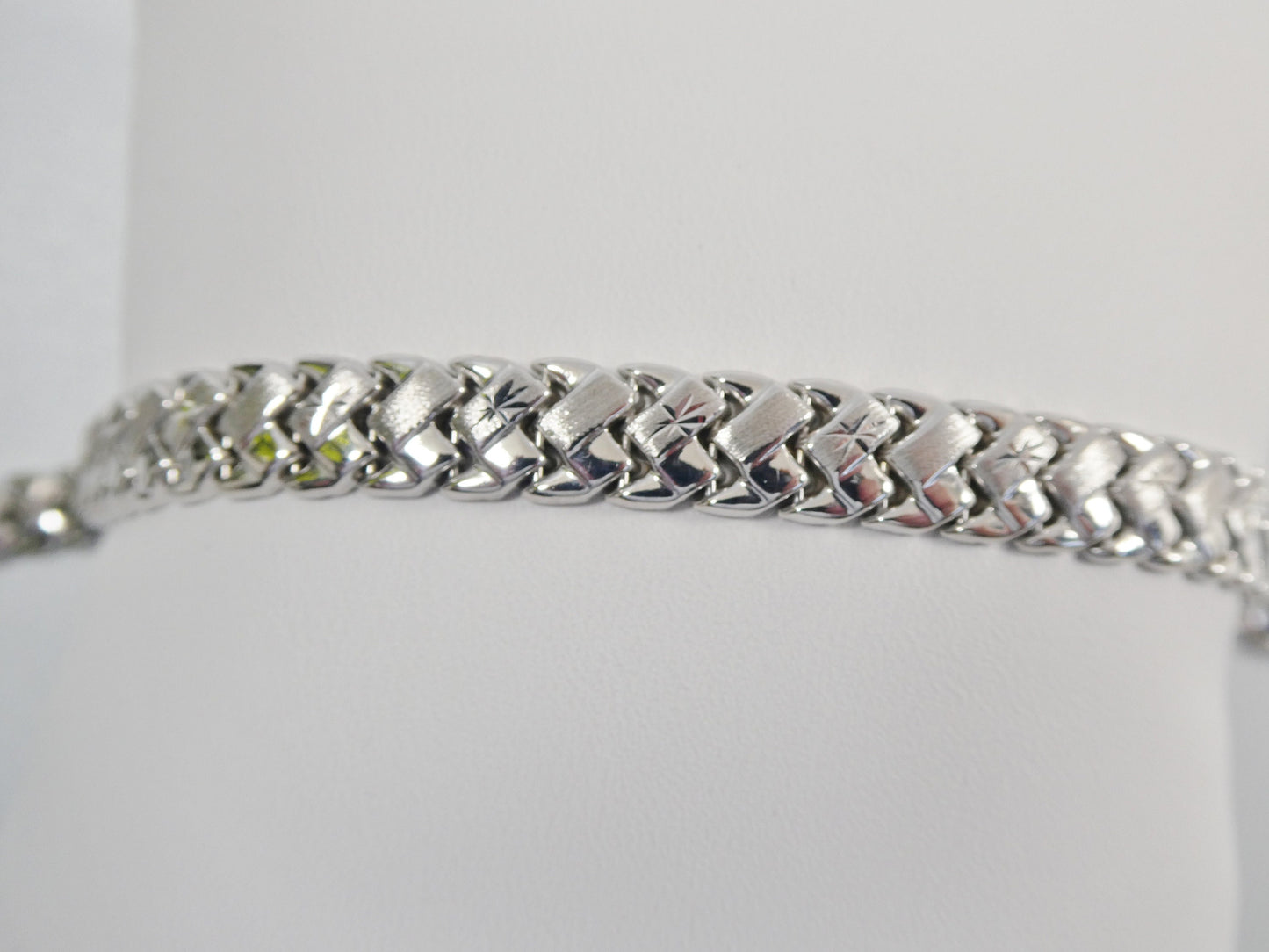 10 inch real 925 sterling silver basket anklet bracelet 14K yellow & white gold finish