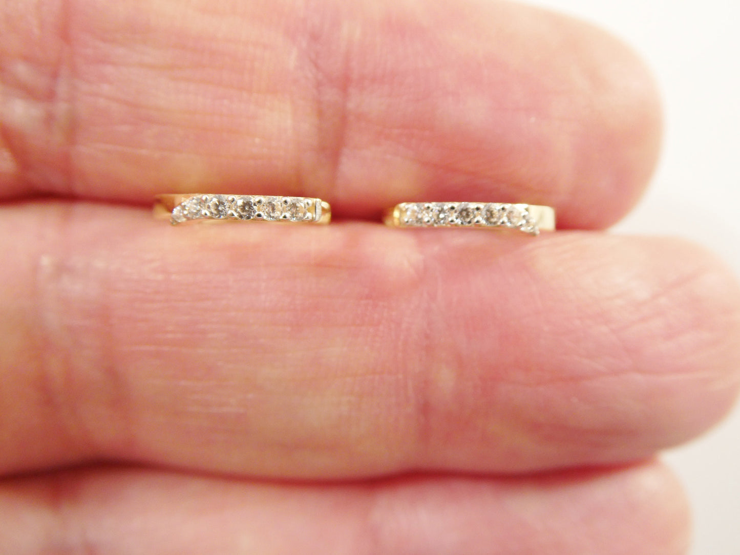 real 10k solid yellow gold small 11.9mm hoop fancy huggie earrings