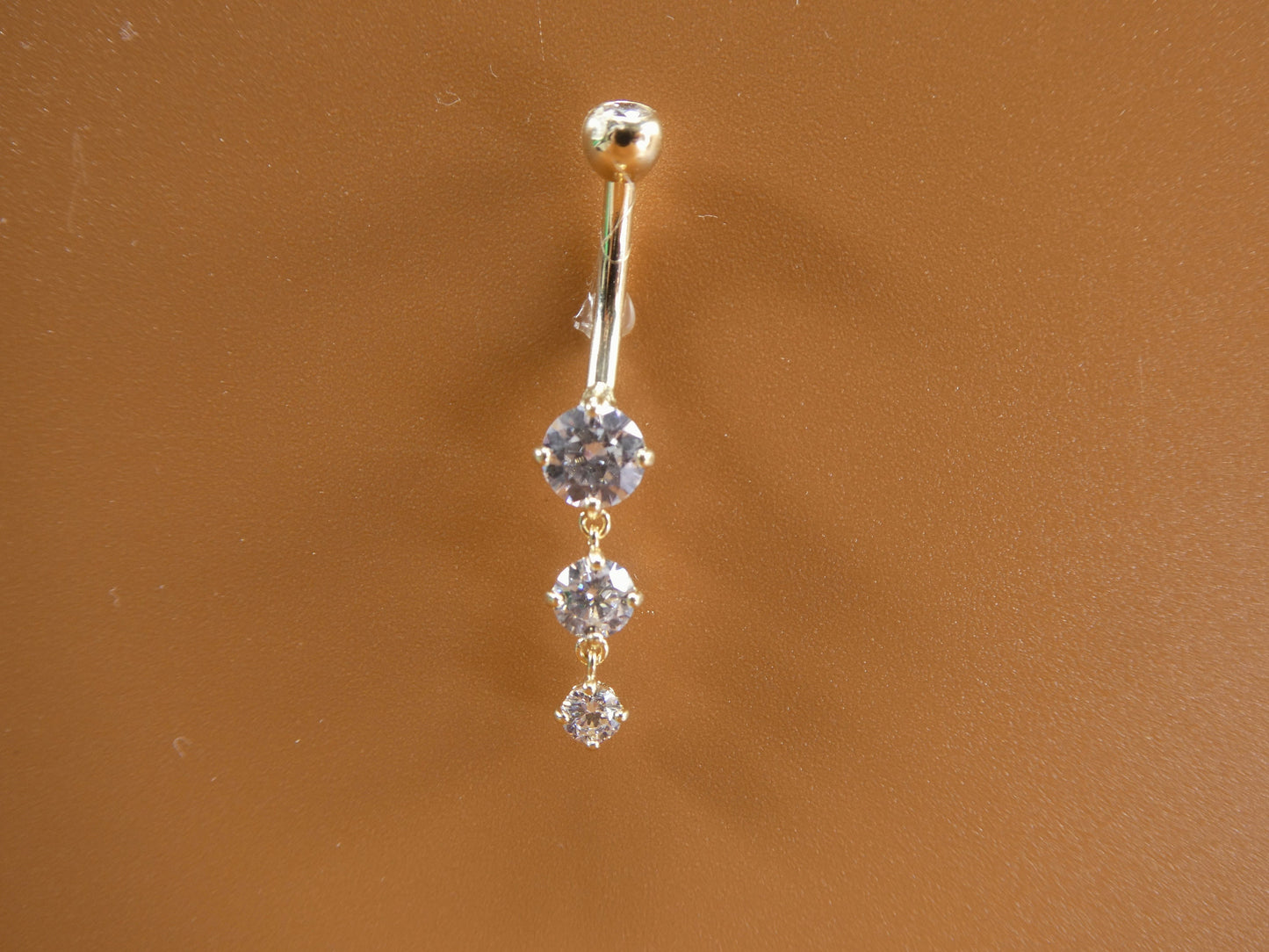 14k real solid yellow gold flower belly button ring piercing
