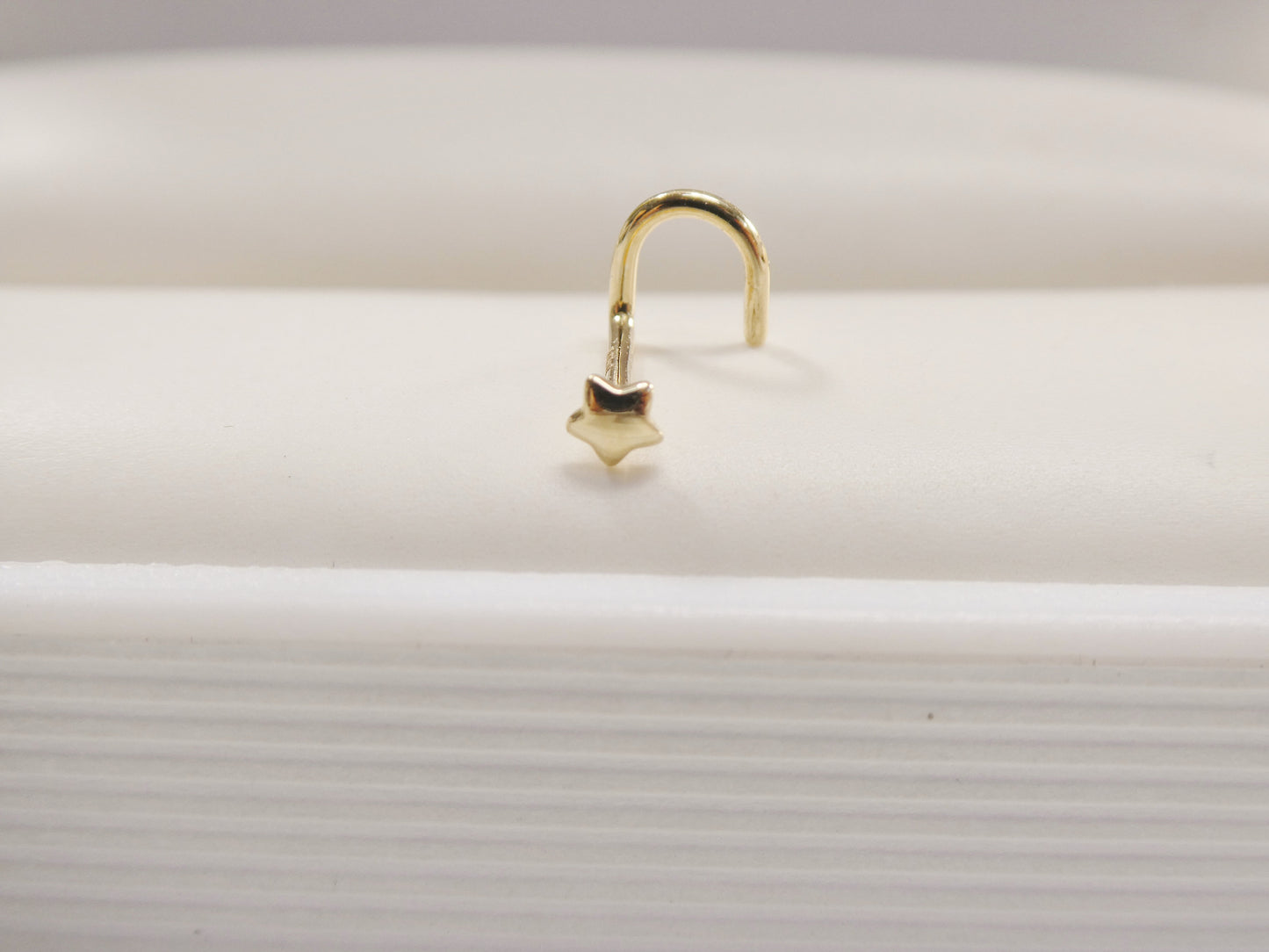 14k real solid yellow gold twist shape star nose ring