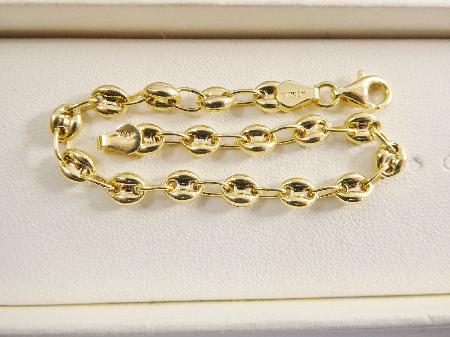 real 14k solid yellow gold 7 inch puff mariner ladies bracelet