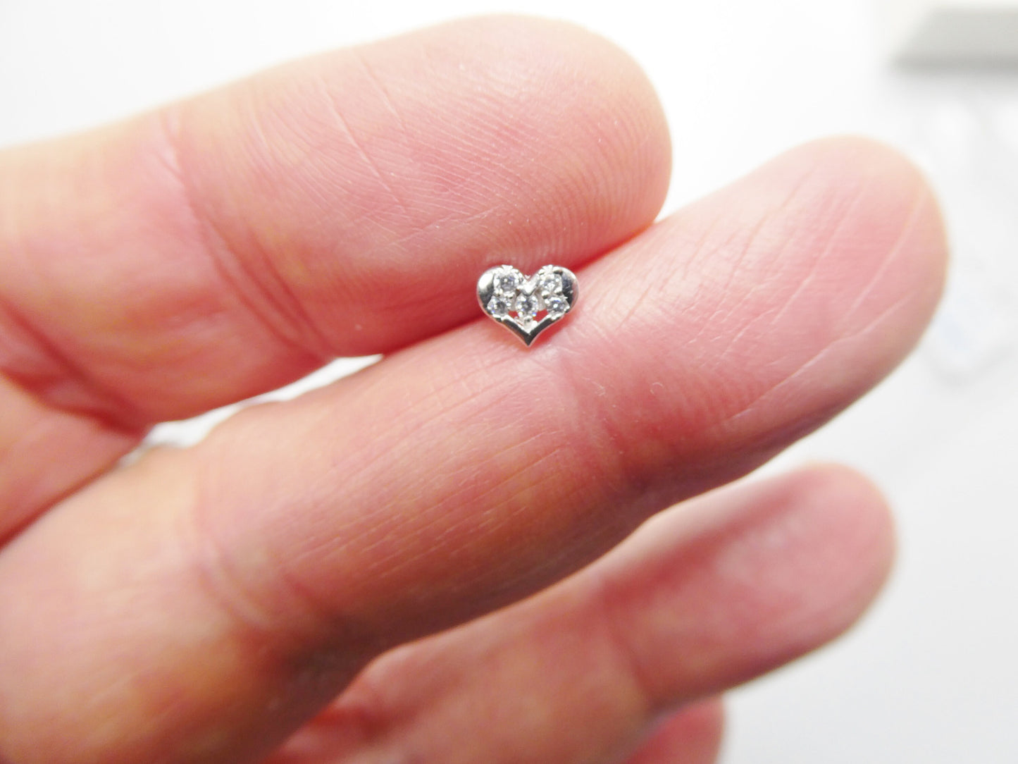 14k real solid yellow gold tiny heart stud nose ring