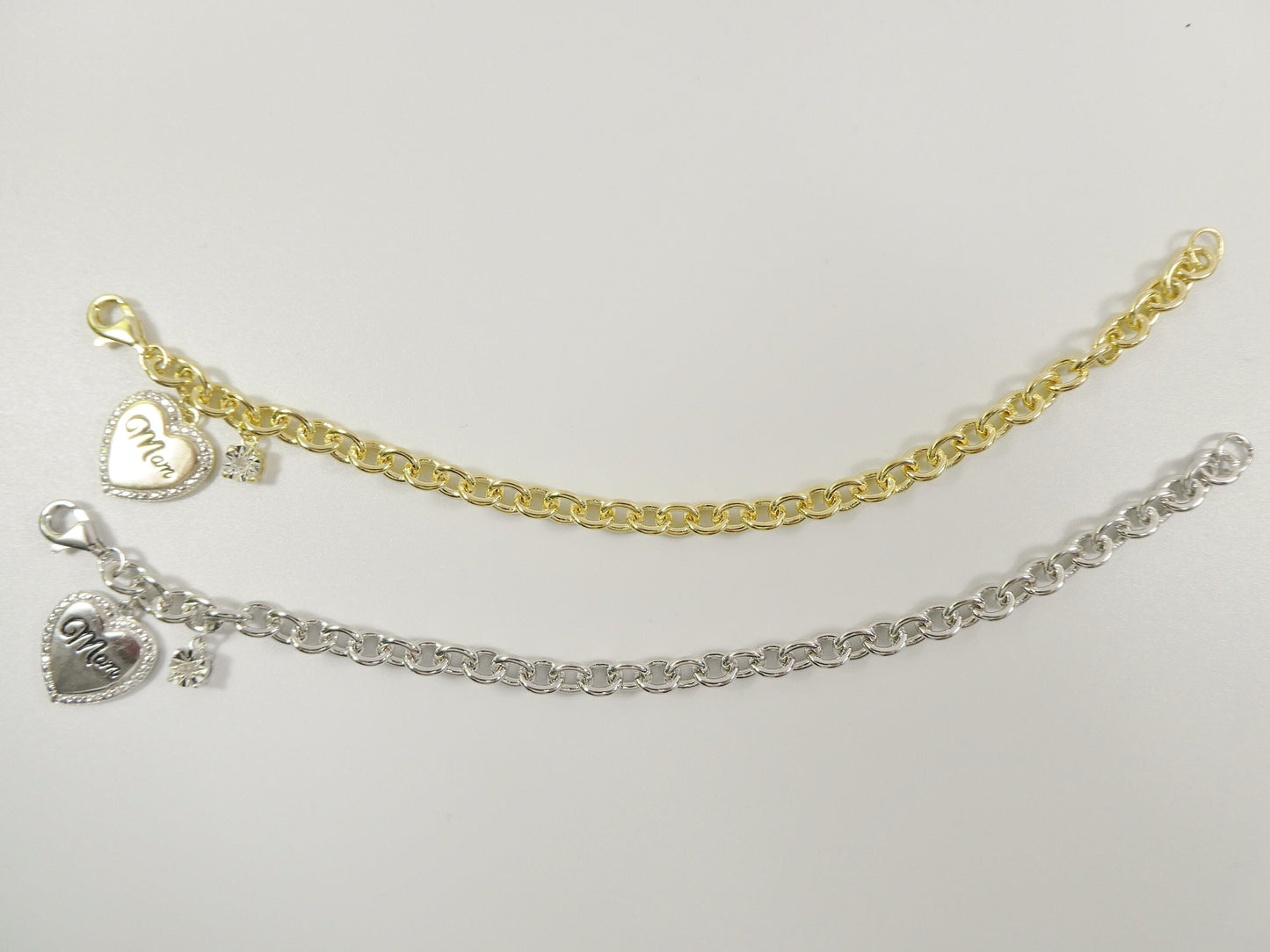 real 7 inch 925 sterling silver cable mom heart bracelet