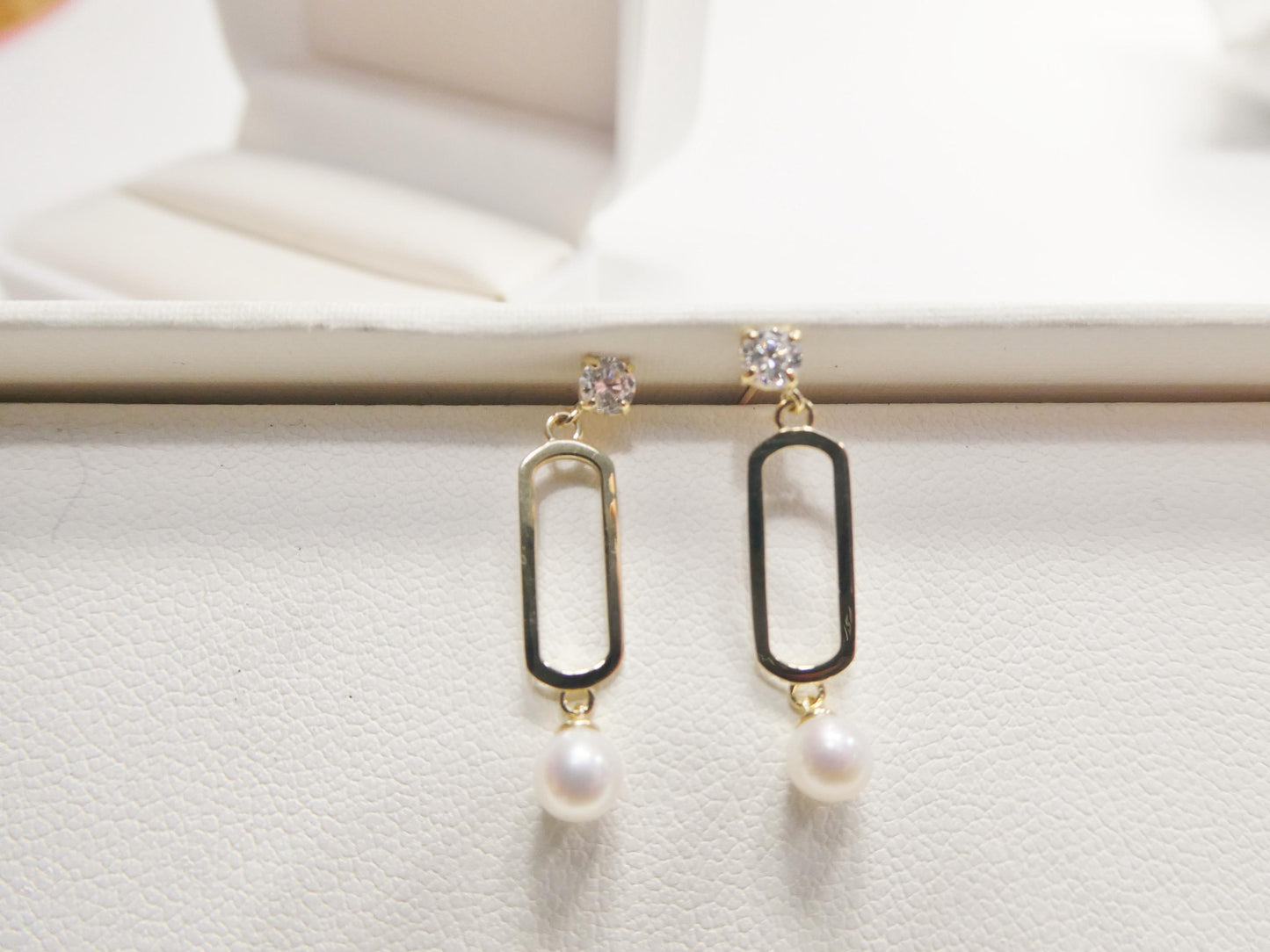 real 10k solid yellow gold paperclip dangling push post earrings