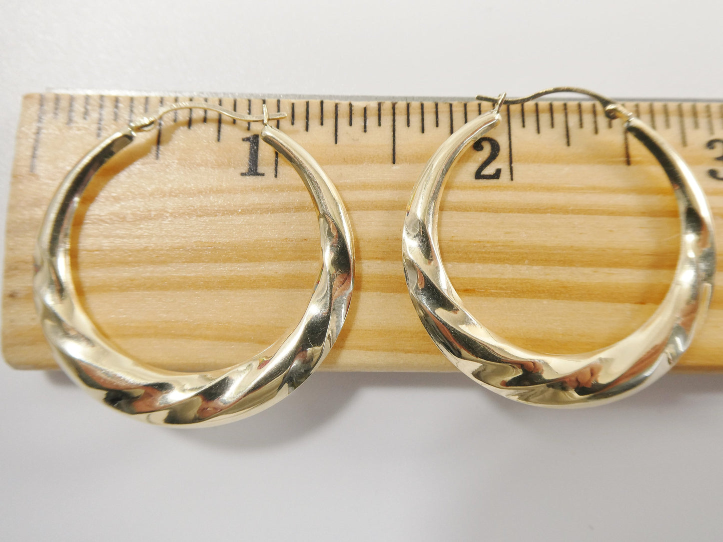 10k real solid yellow gold 32MM classic design hoop earrings