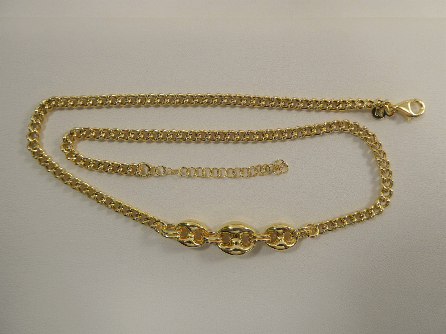 16 inch real 925 sterling silver puffed mariner necklace