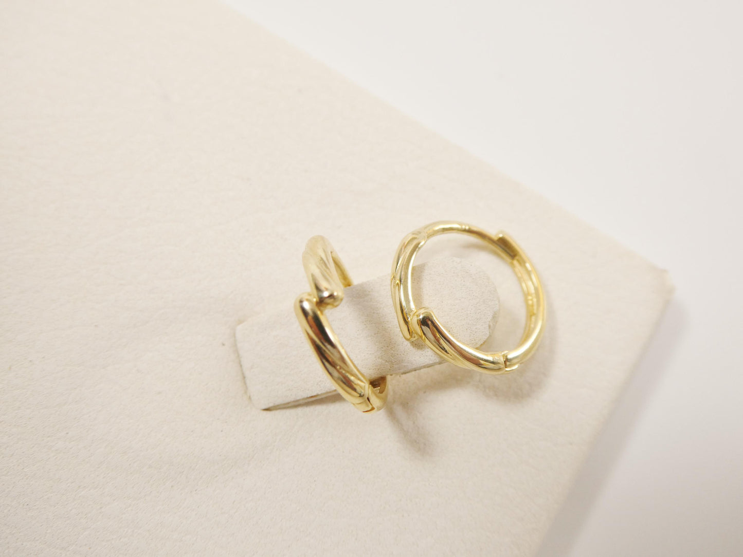 real 10k solid yellow gold designer hoop huggie earrings