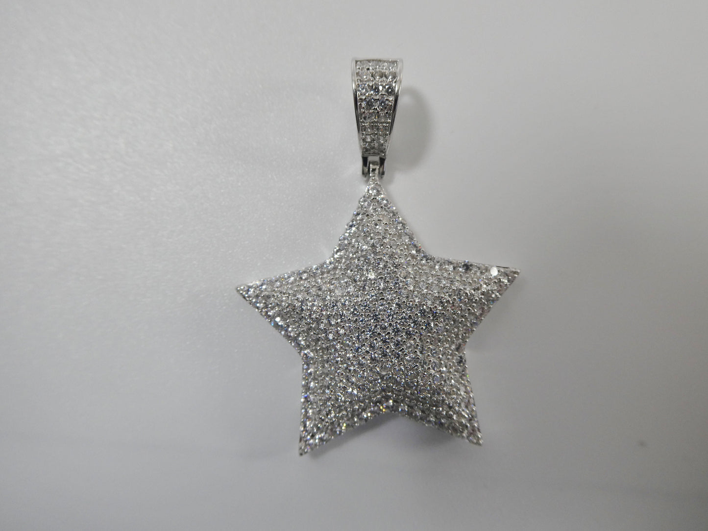 real 925 sterling silver 2mm moon cut chain and star charm pendent