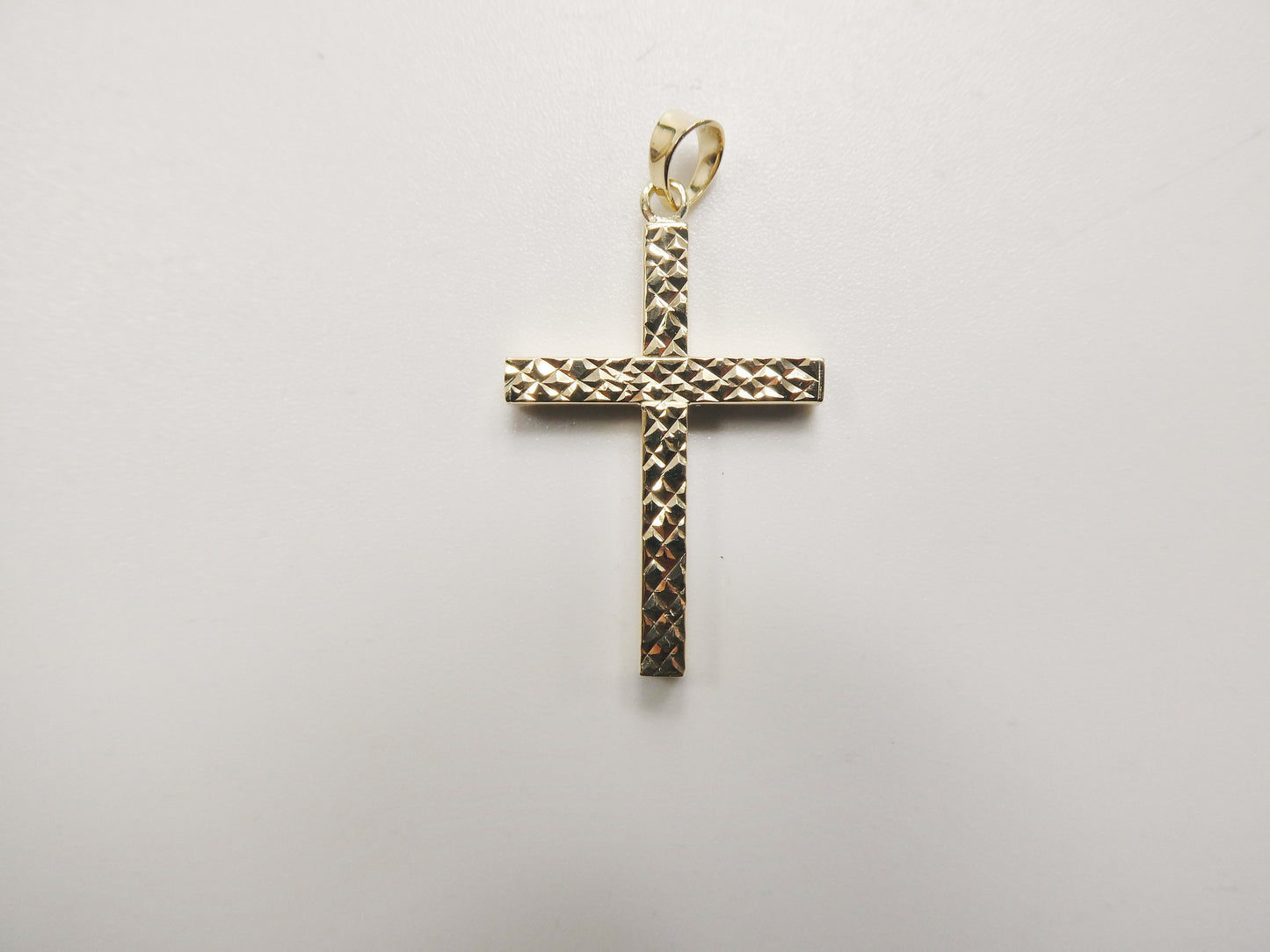 14k real solid yellow gold diamond cut cross pendent and robe necklace