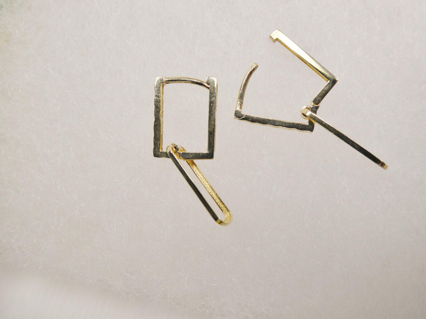 real 10k solid yellow gold designer hoop huggie earrings