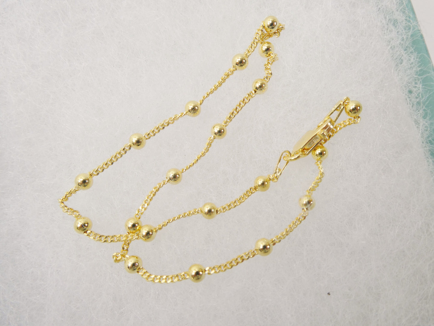 Real 925 sterling silver link ball 10 inch anklet 14k yellow gold finish