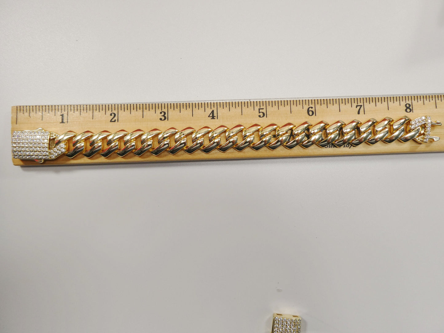 14MM real 925 sterling silver 14k yellow gold color Monaco bracelet