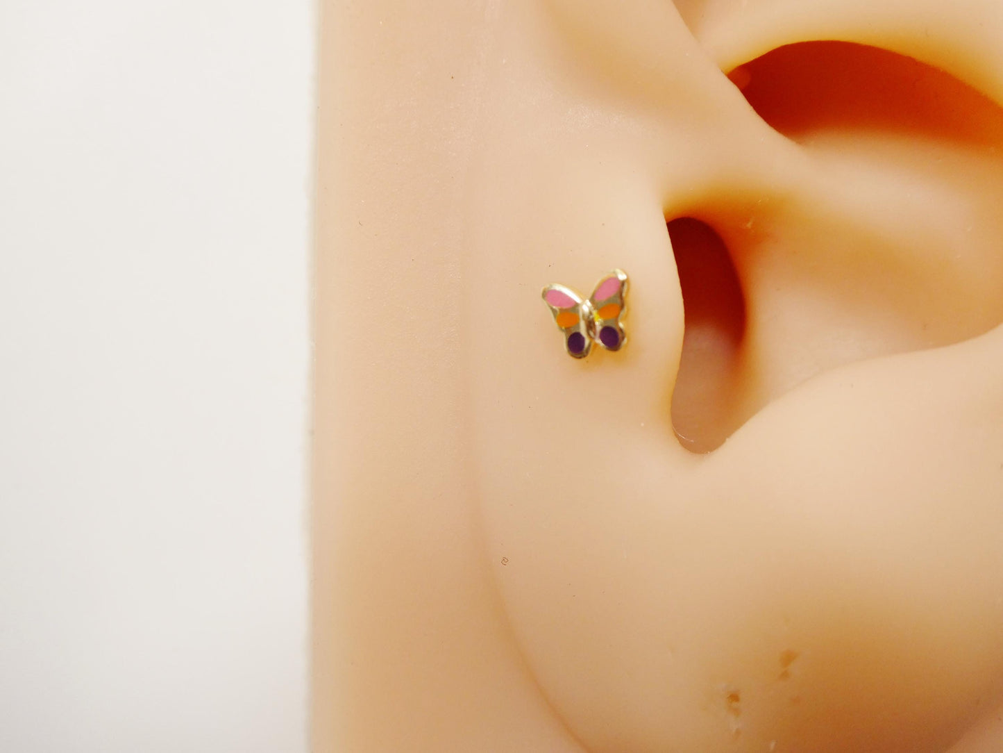 14k real solid yellow gold helix cartilage enamel earring