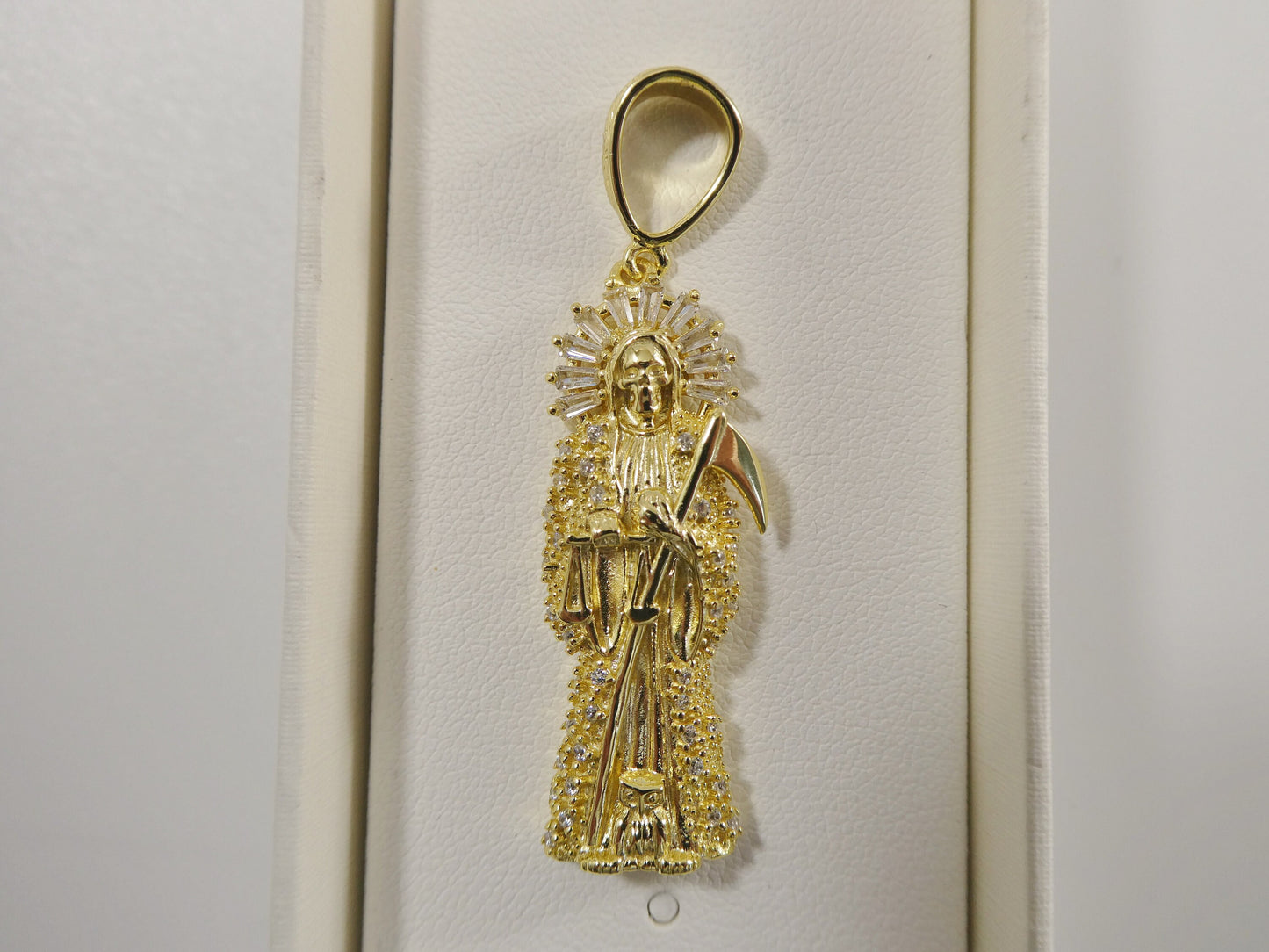 real 925 sterling silver santa muerte pendent charm