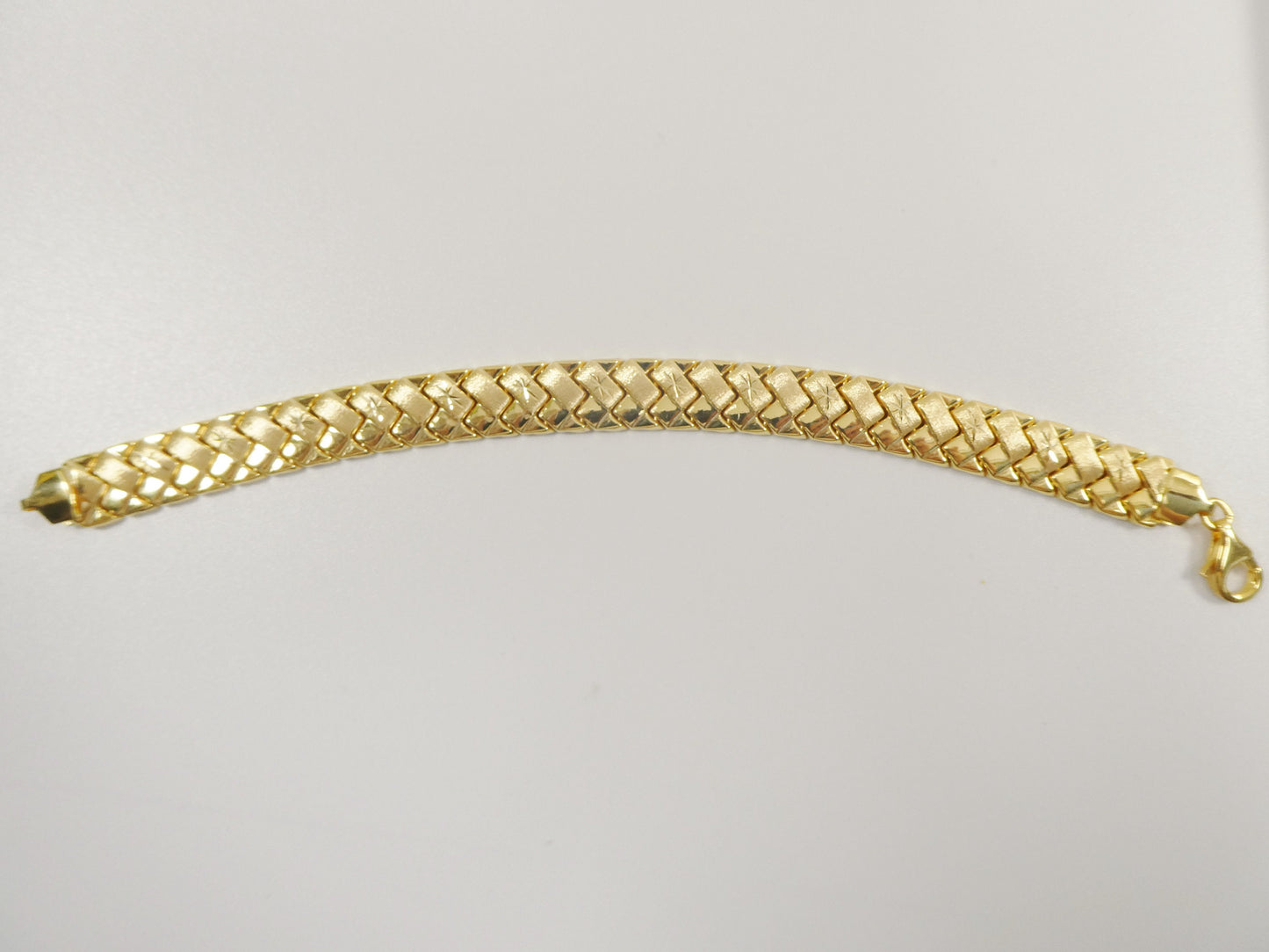 real 925 sterling silver 10mm / 7 inch / 8 inch basket bracelet 14k yellow gold finish