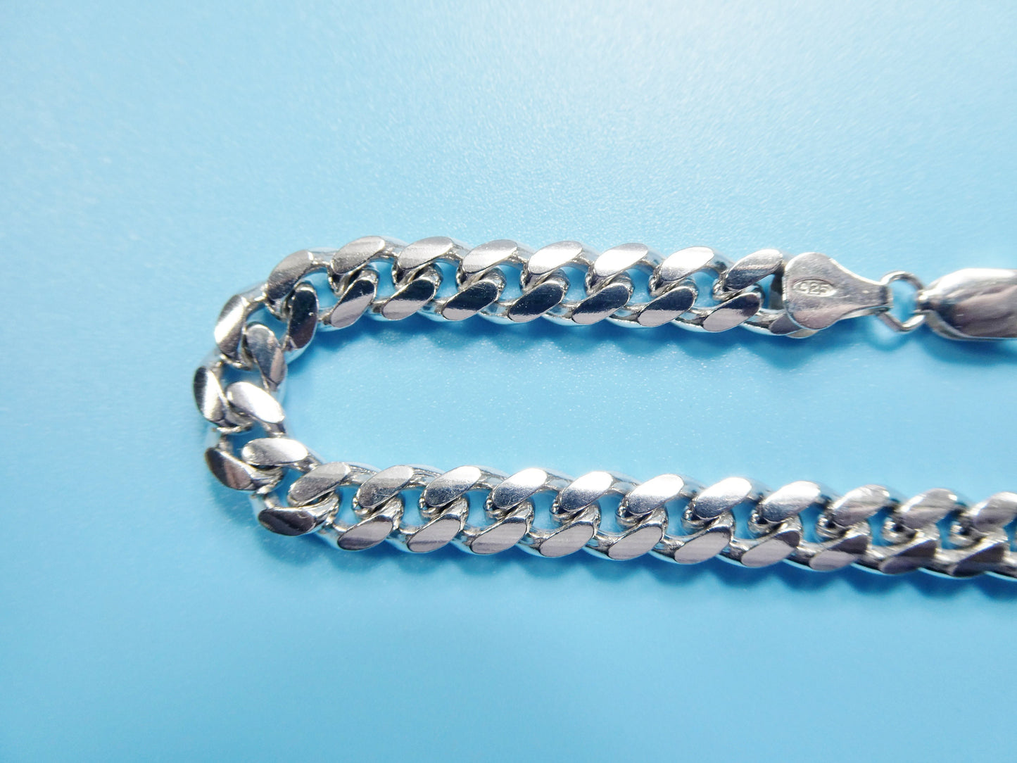 real 925 sterling silver 6.5mm solid link bracelet