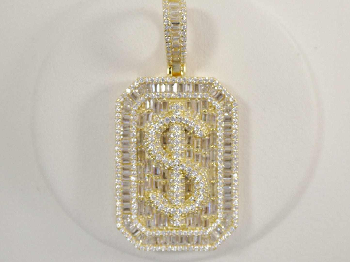 real 925 sterling silver large dollar/ money sign medallion pendent