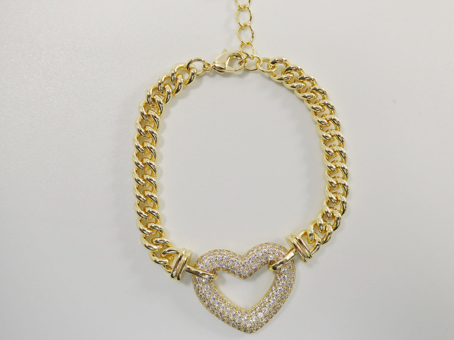 14k gold filled yellow gold open heart necklace / bracelet