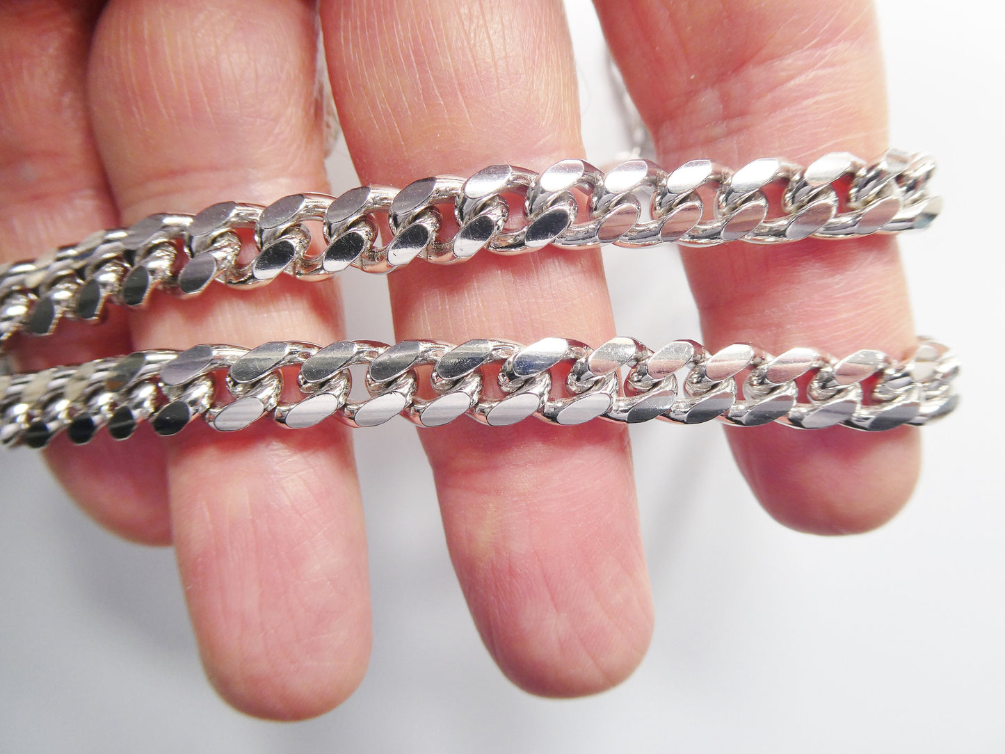 real 925 sterling silver 7mm solid link bracelet