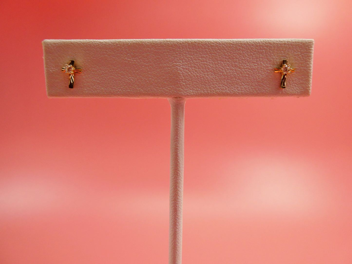 10k real solid yellow gold cross push post earrings