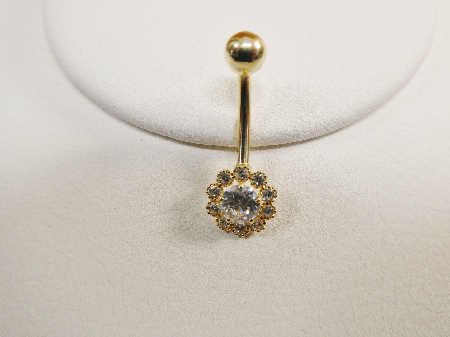 14k real solid yellow gold birthstone color center belly button ring piercing