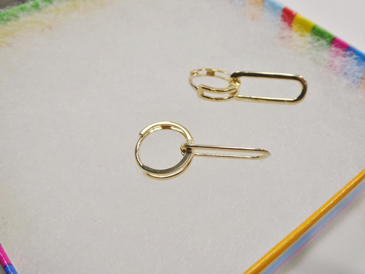 real 10k solid yellow gold polish paperclip earring