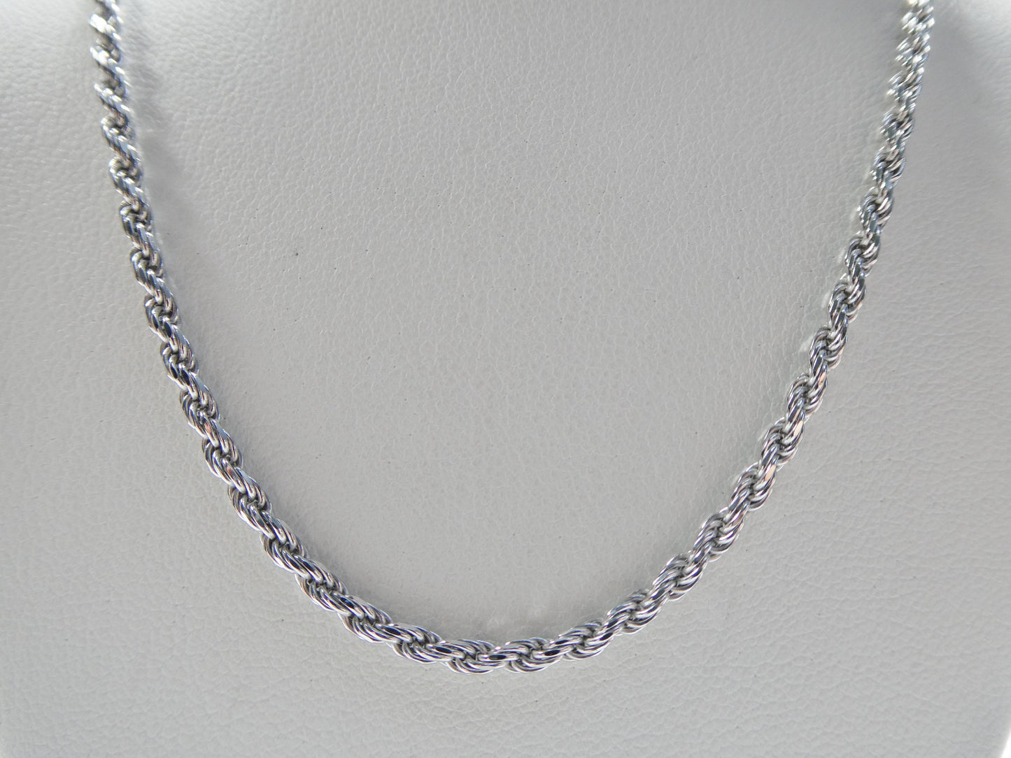 925 Sterling Silver 2.2MM Rope Chain - 14k White Gold Finish