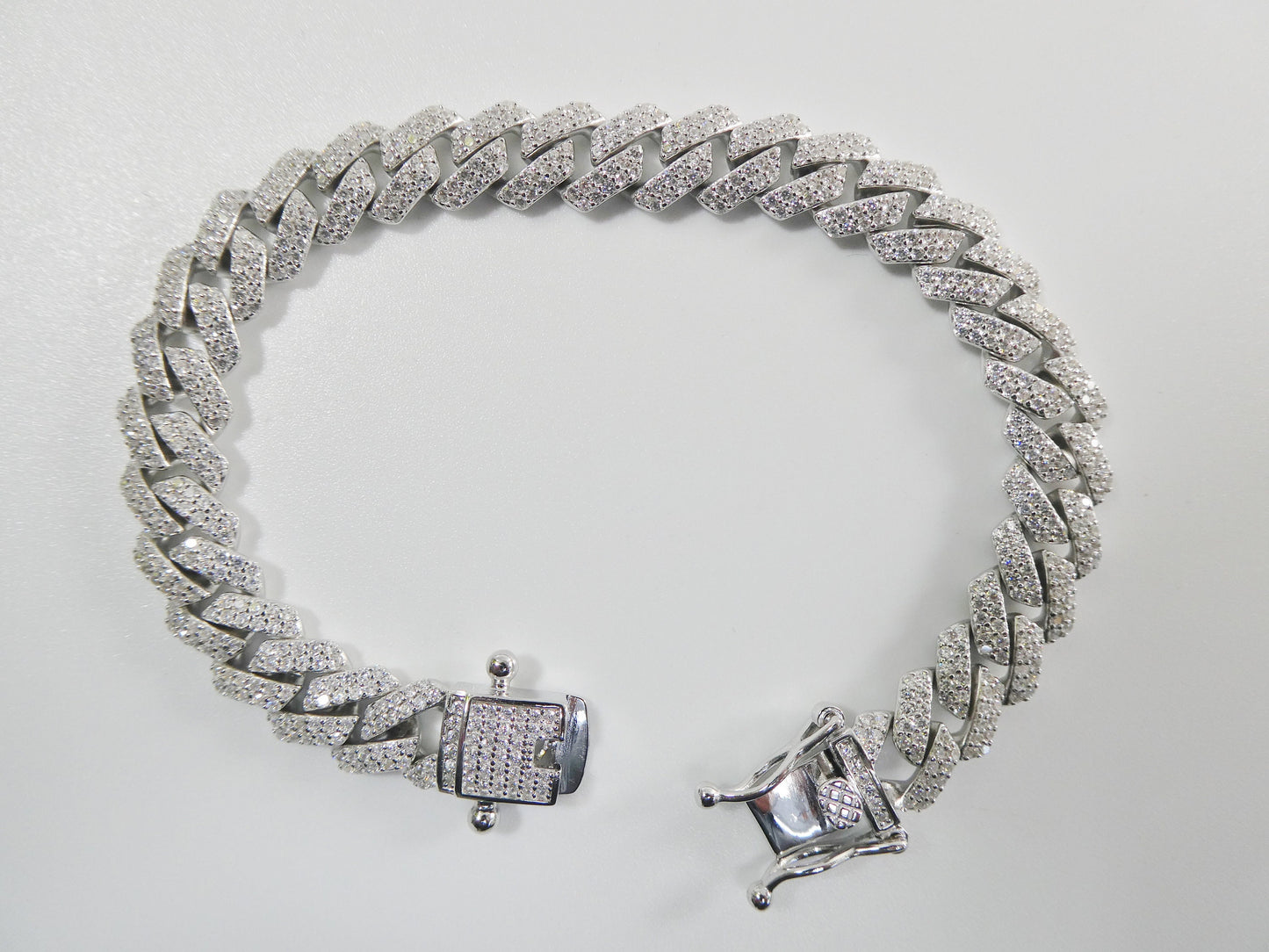 real 925 sterling silver Monaco full micro fave setting bracelet