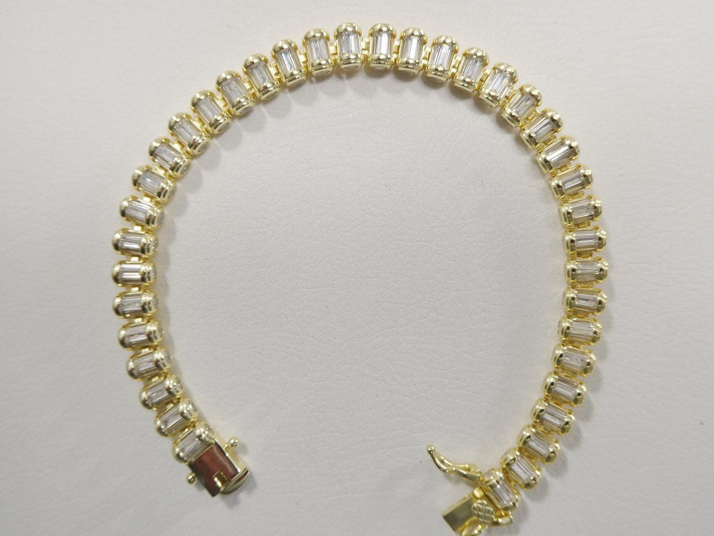real 925 sterling silver full stone baguette bracelet