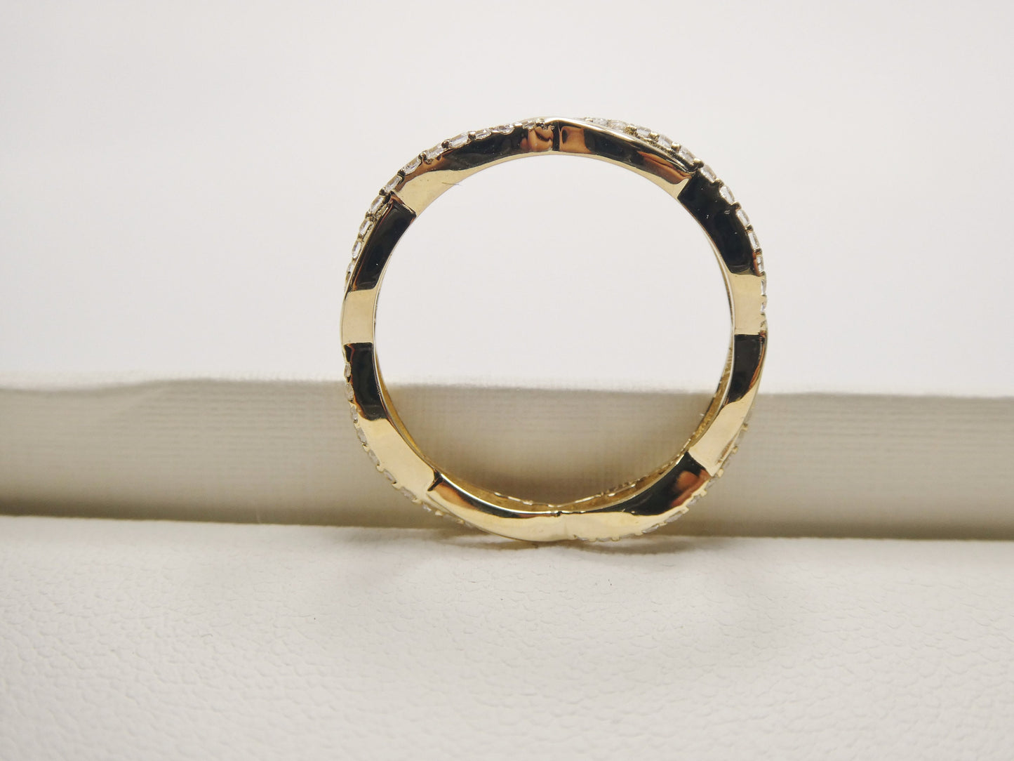 real 10k solid yellow gold women's classic micro pave setting ring